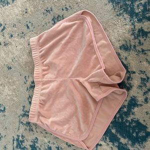 Pink velvet shorts